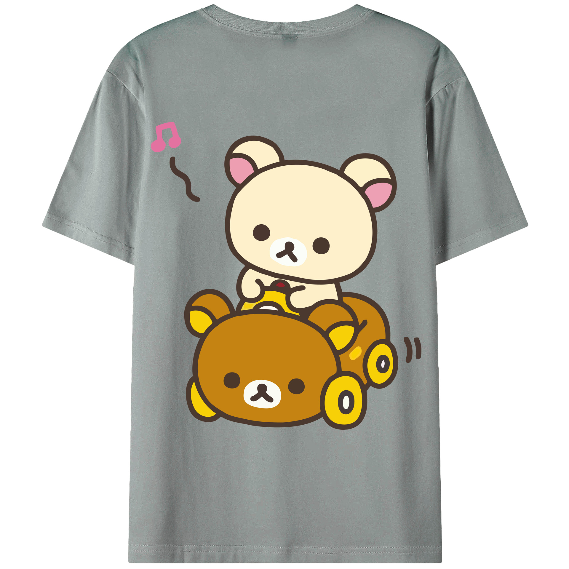 （画像用） リラックマ リラックマ キイロイトリ Rilakkuma Korilakkuma Kiiroitori 綿100％ メンズ半袖Tシャツ（バックプリント） 通気性